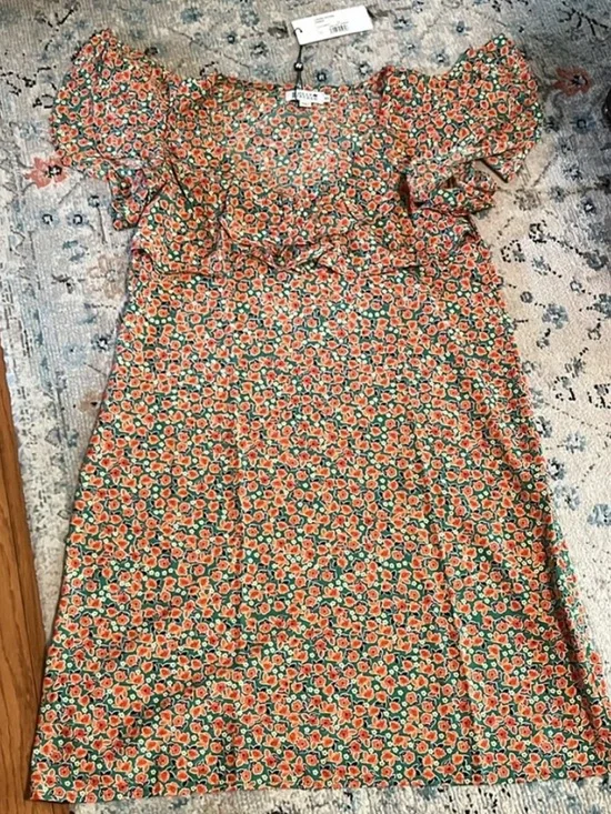 NWT Modcloth Molly Bracken Poised For Poppies Floral Ruffle Short Sleeve Dress - Picture 6 of 16